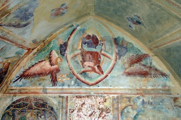 Zidna slika Krista u mandorli i anđelima