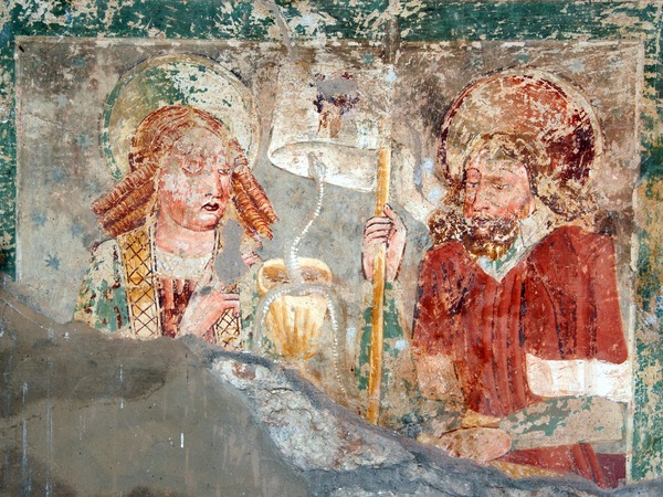 Zidna slika svetih Ivana Evanđelista i Florijana