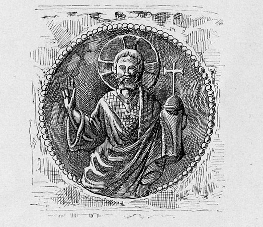Crtež medaljona na antependiju glavnog oltara objavljen u knjizi Errard-Gayet...