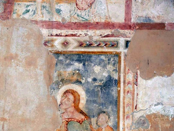 Prikaz Mučeništva svete Apolonije na novijem sloju zidnih slika