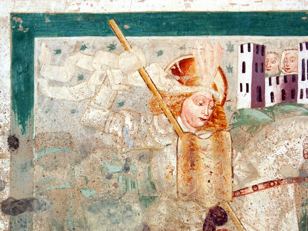 Zidna slika Svetog Jurja koji ubija zmaja