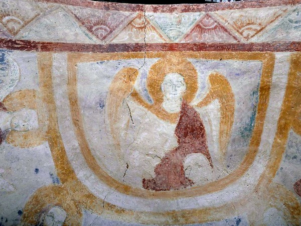 Prikaz anđela na zidnoj slici Krštenja Kristova