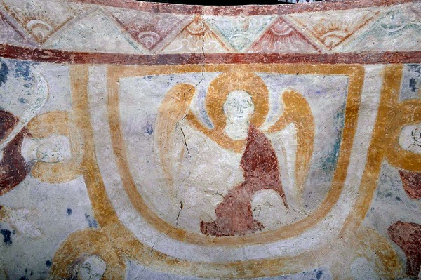 Prikaz anđela na zidnoj slici Krštenja Kristova