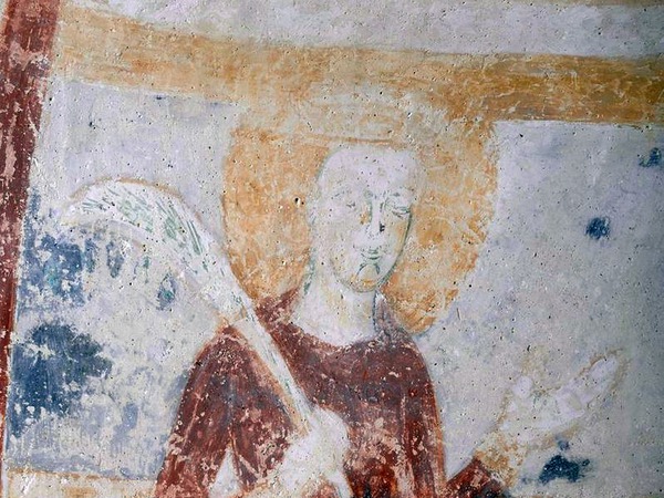 Lik svetog Vincenta (?) na a zidnoj slici Krštenja Kristova