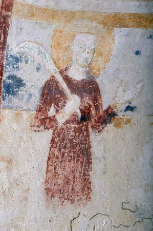 Lik svetog Vincenta (?) na a zidnoj slici Krštenja Kristova