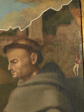 Slika Bezgrešnog začeća sa svecima i anđelima, detalj  svetog Franje