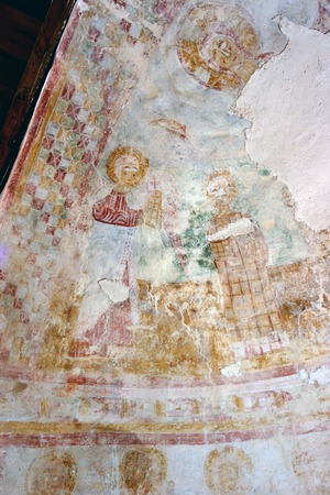 Zidne slike, anđeo i svetica (sveta Agata ili Lucija)