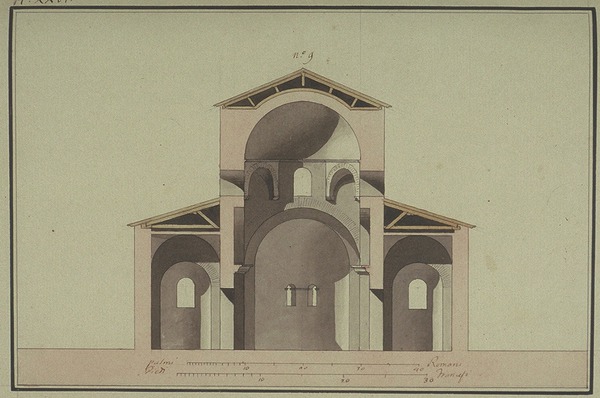 Poprečni presjek crkve svete Katarine na otoku u pulskoj luci, povećano