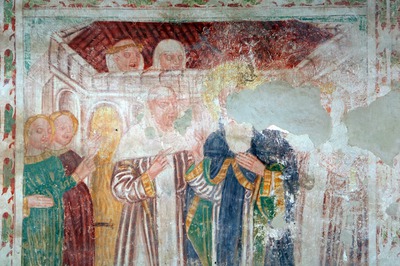 Zidna slika događaja sa svetim redovnikom