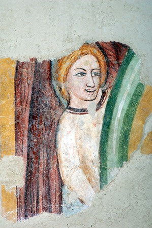 Zidna slika Posljednjeg suda, detalj anđela koji pridržava mandorlu
