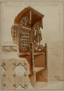Eufrazijana, crtež - akvarel  korskih klupa