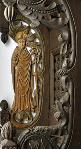 Korske klupe, desno krilo, reljef svetog biskupa