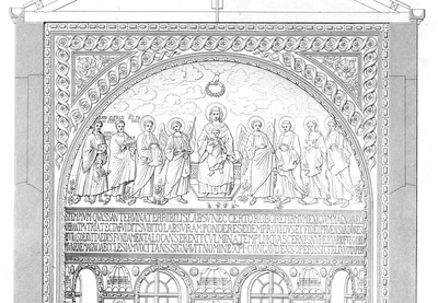 Poprečni presjek Eufrazijeve bazilike s pogledom na apsidu