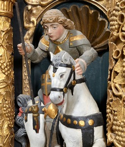 Kip svetog Jurja na  retablu oltara Gospe od Ružarija