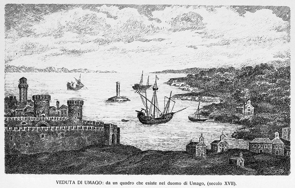 Crtež Umaga objavljen u knjizi G. Caprina, L'Istria Nobilissima...