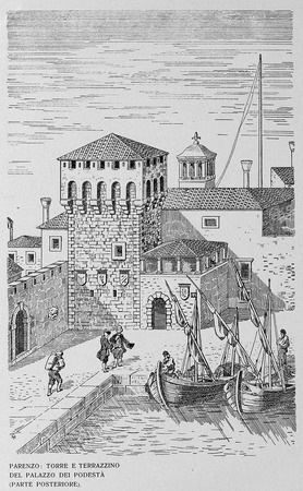 Crtež komunalne palače  objavljen u knjizi G. Caprina, L'Istria Nobilissima...
