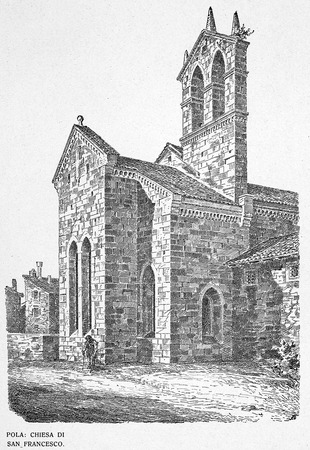 Crtež crkve svetog Franje  objavljen u knjizi G. Caprina, L'Istria Nobilissima...