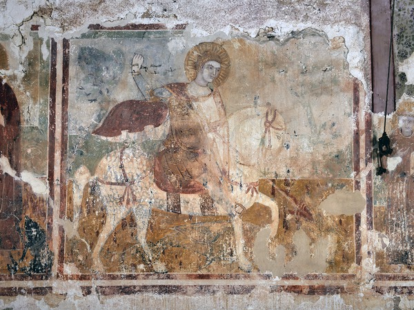 Zidna slika Svetog Jurja kako ubija zmaja na sjevernom zidu