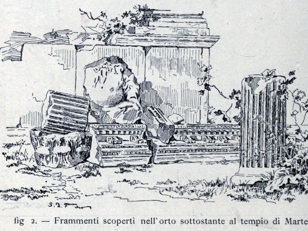 Crtež ulomaka rimskog hrama