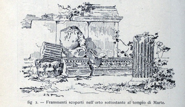 Crtež ulomaka rimskog hrama