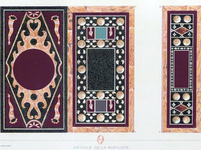 Slika ploče opusa sectile u apsidi Eufrazijeve bazilike objavljeni u knjizi Errard-Gayet...