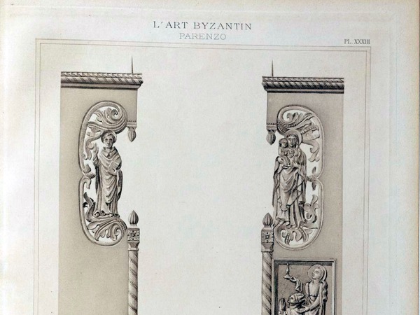 Slika korskih klupa u Eufrazijani objavljena u knjizi Errard-Gayet...