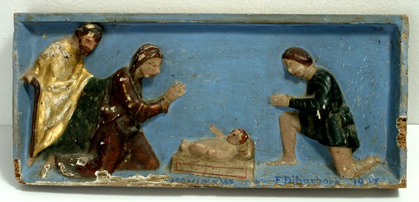 Oltarni retabl, reljef Poklonstva pastira na predeli prije restauracije