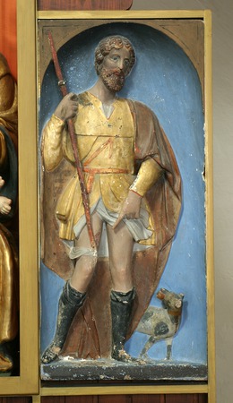 Oltarni retabl, reljef svetog Roka prije restauracije