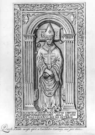Crtež nagrobne ploče porečkog biskupa Silvestra Quirinija