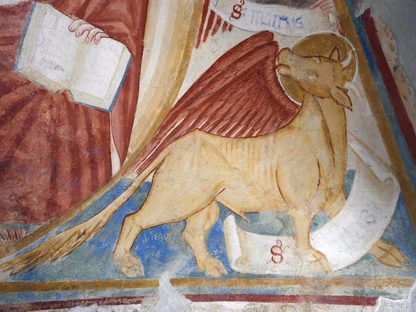 Zidna slika simbola evanđelista Luke