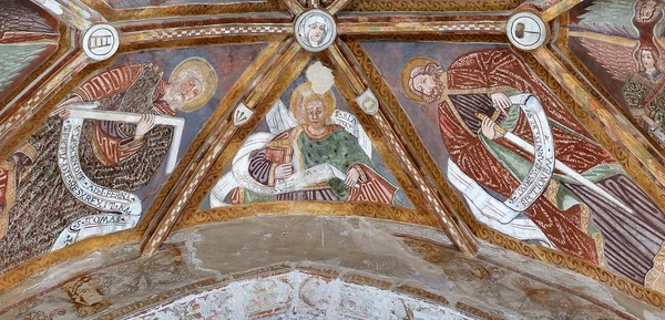 Zidna slika sveca i svetih Tome i Tadeja