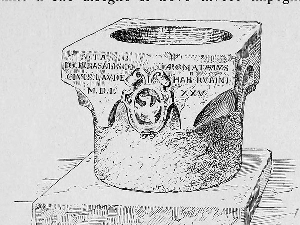 Crtež grla bunara iz kuće  Basilisco objavljen u knjizi G. Caprina, L'Istria Nobilissima...
