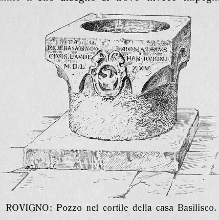 Crtež grla bunara iz kuće  Basilisco objavljen u knjizi G. Caprina, L'Istria Nobilissima...