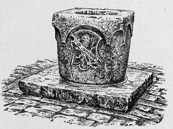 Crtež grla bunara s grbom, objavljen u knjizi G. Caprina, L'Istria Nobilissima...