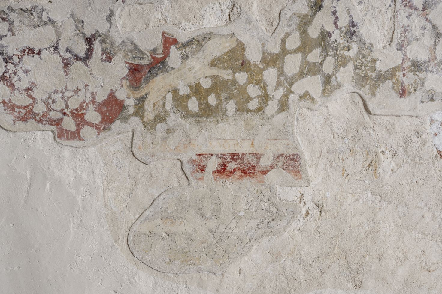 Freska s prikazom psića, detalj scene Poklonstva kraljeva, sjeverni zid