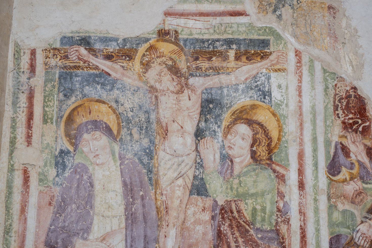 Freska s prikazom Raspeća s Marijom i sv. Ivanom, detalj, južni zid