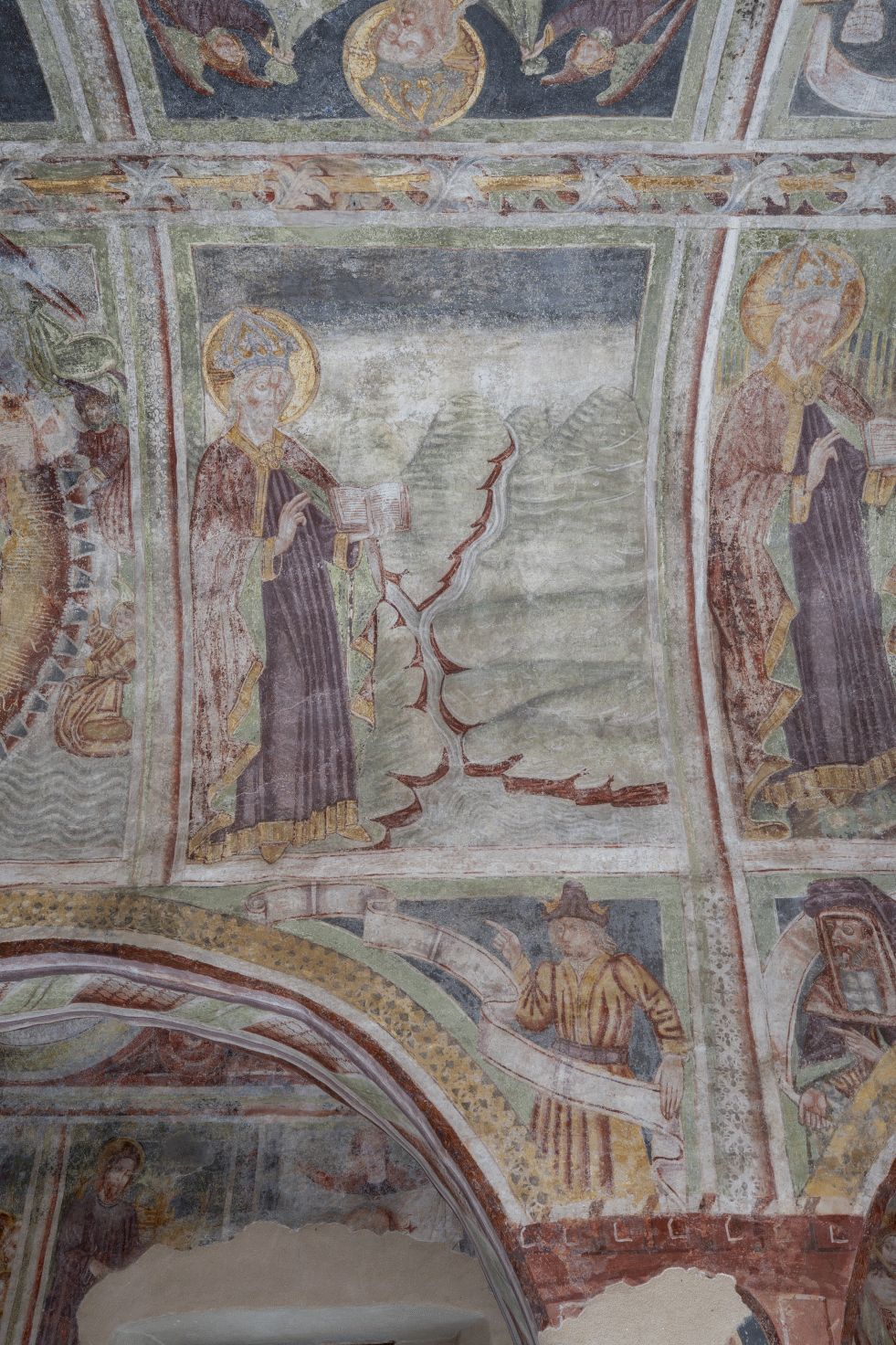 Freska s prikazom razdvajanja kopna od vode, svod središnjeg broda