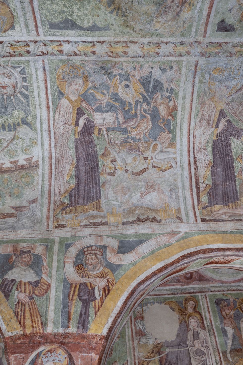 Freska s prikazom stvaranja riba i ptica, svod središnjeg broda