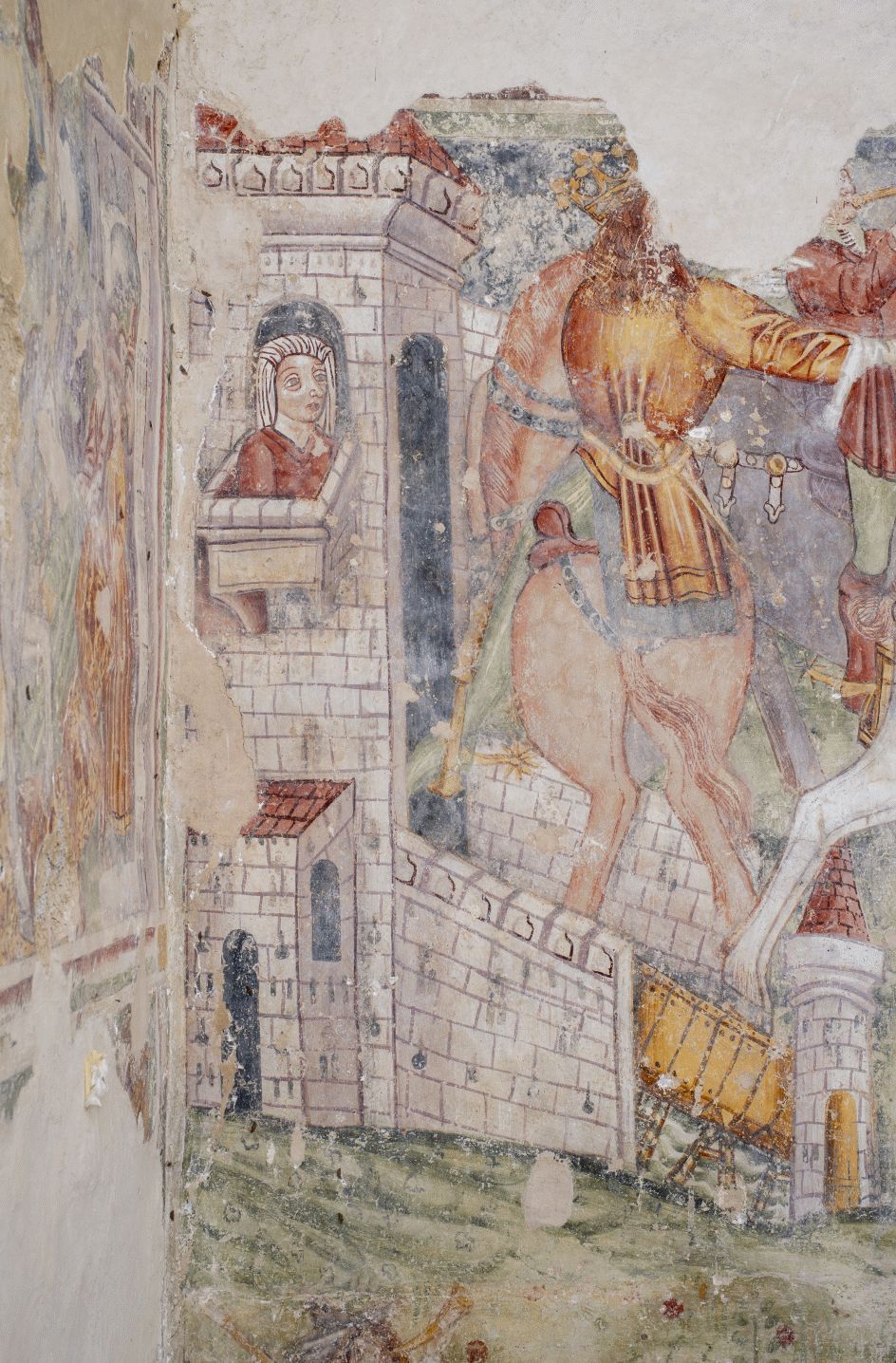 Freska s prikazom Pohoda sveta tri kralja, detalj, sjeverni zid