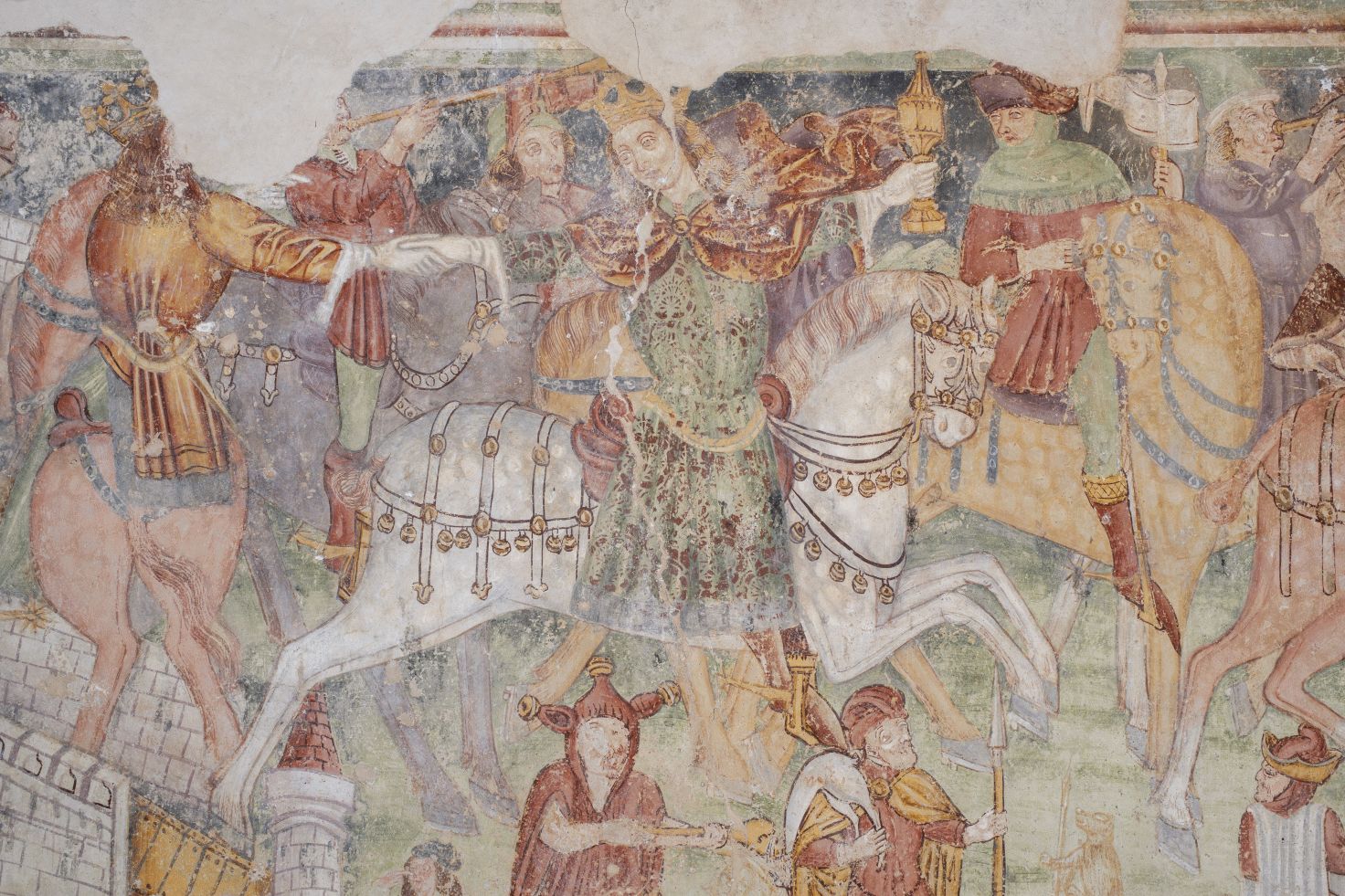 Freska s prikazom Pohoda sveta tri kralja, detalj, sjeverni zid