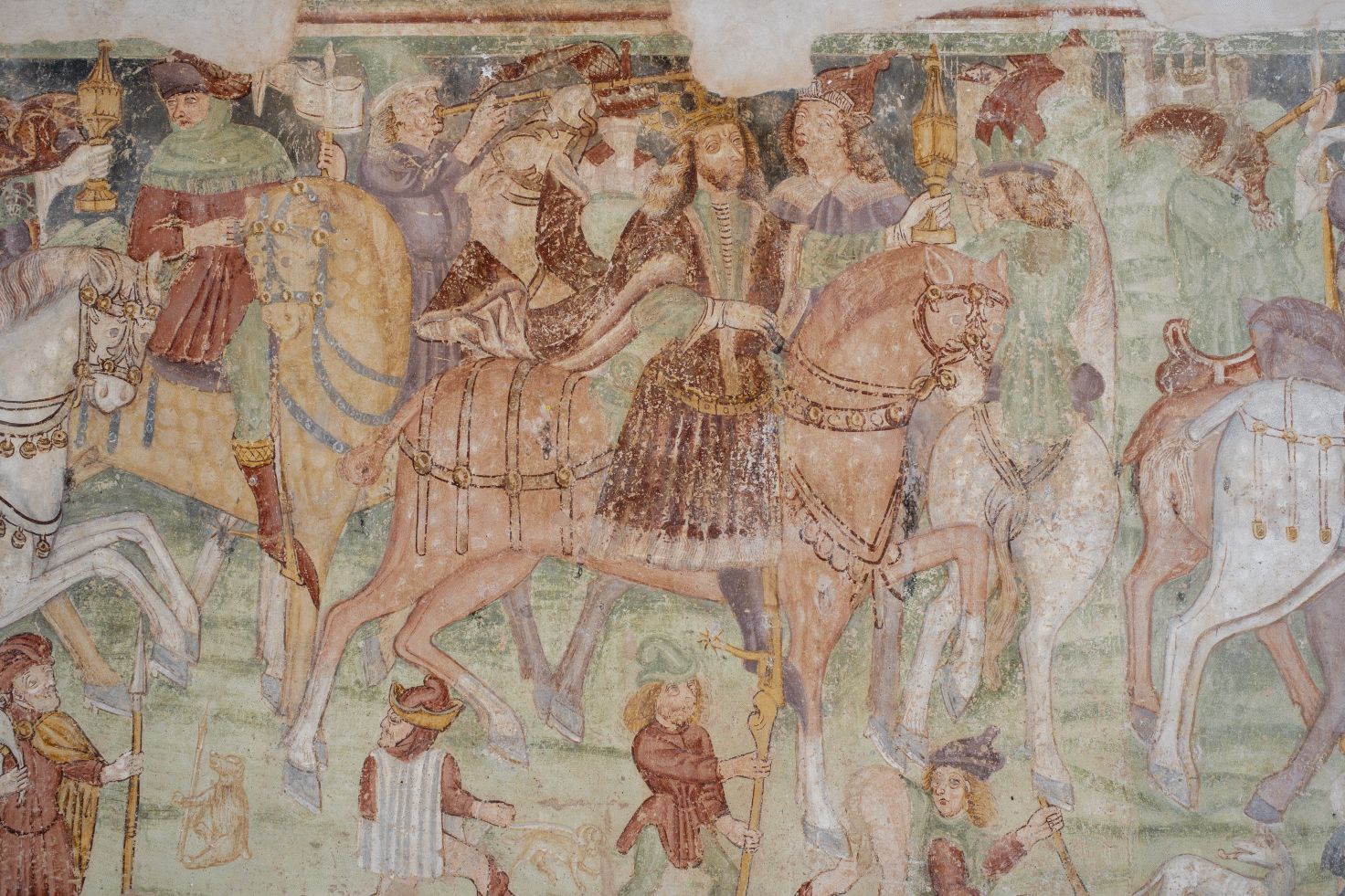 Freska s prikazom Pohoda sveta tri kralja, detalj, sjeverni zid