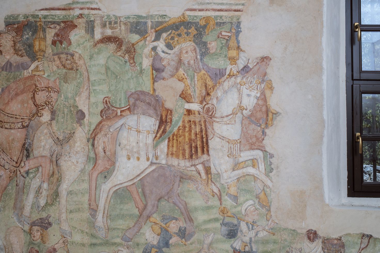 Freska s prikazom Pohoda sveta tri kralja, detalj, sjeverni zid