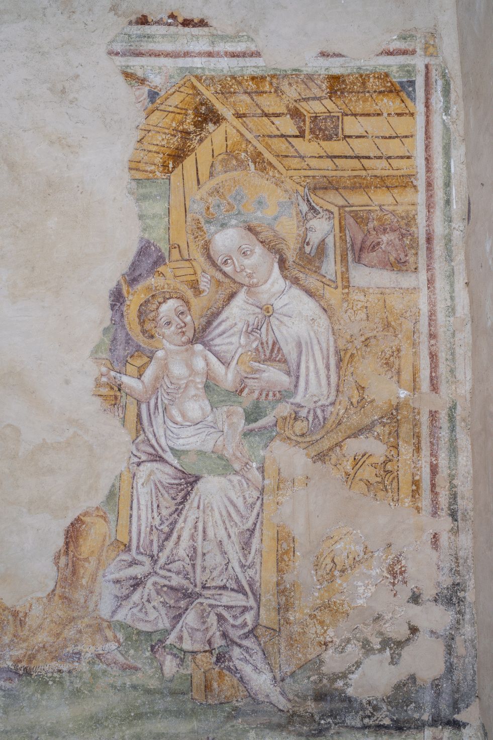 Freska s prikazom Poklonstva sveta tri kralja, detalj, sjeverni zid