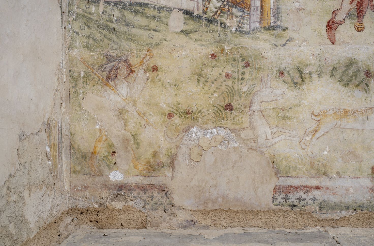 Freska s prikazom trubača, detalj, sjeverni zid