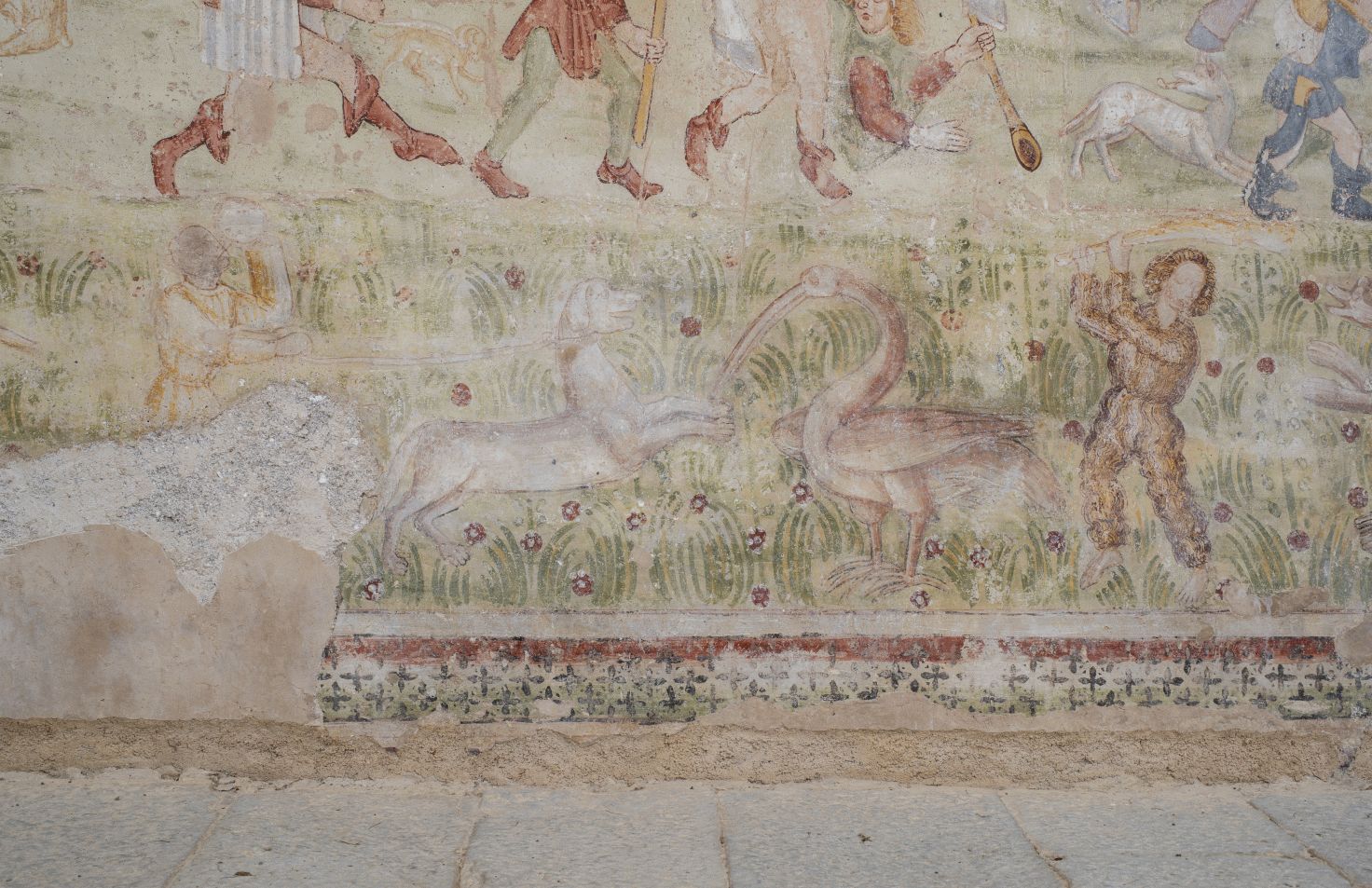 reska s prikazom Ezopove basne o lovcu i rodi, sjeverni zid