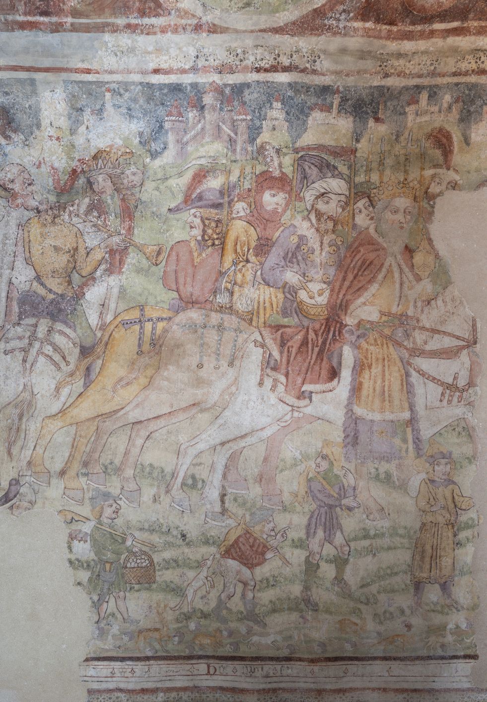 Freska s prikazom Pohoda kraljeva, detalj, sjeverni zid