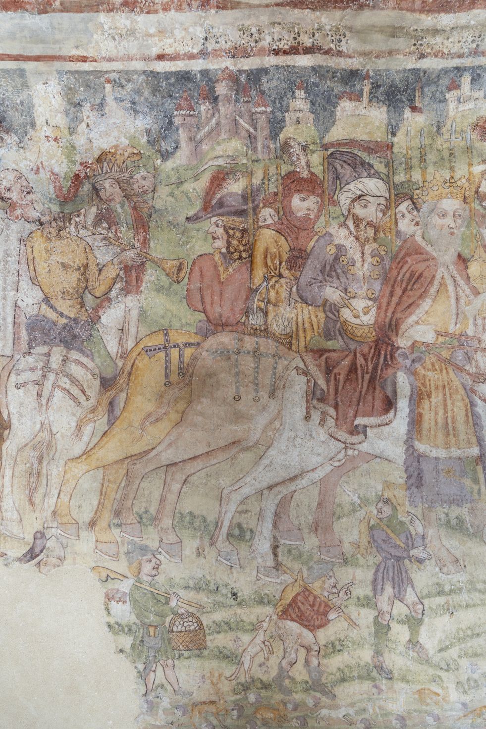 Freska s prikazom Pohoda kraljeva, detalj, sjeverni zid