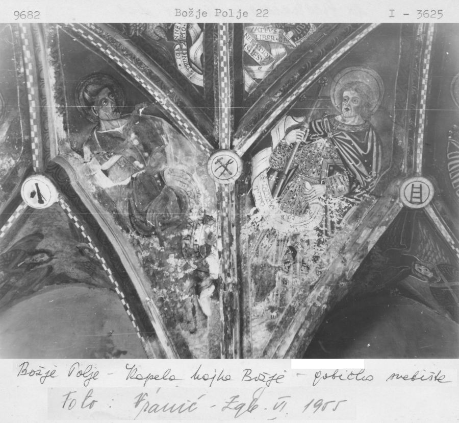 Freske sa svoda kapele (svetac i sv. Jakov Mlađi)