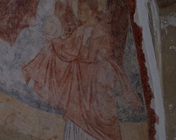 Freska s prikazom Krista i par arkanđela, polukalota južne apside (desno), detalji