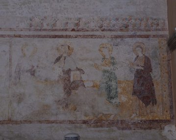 Freska s prikazom Krista, Bogorodice, sv. Ivana, zapadni zid bočnog broda